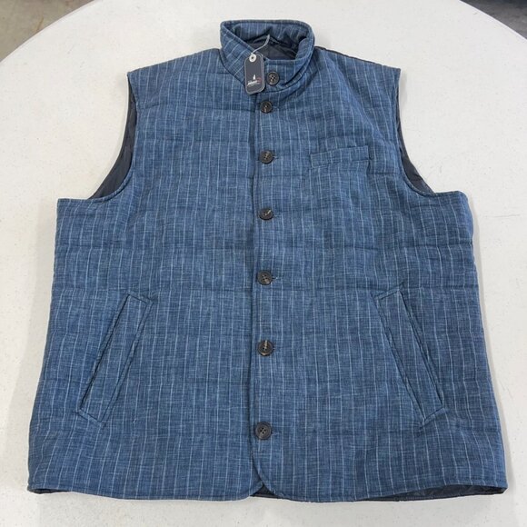 NWT Johnnie O Vest Jacket Mens Extra Large XL CRAIG Linen Navy Blue White Stripe - Picture 6 of 6